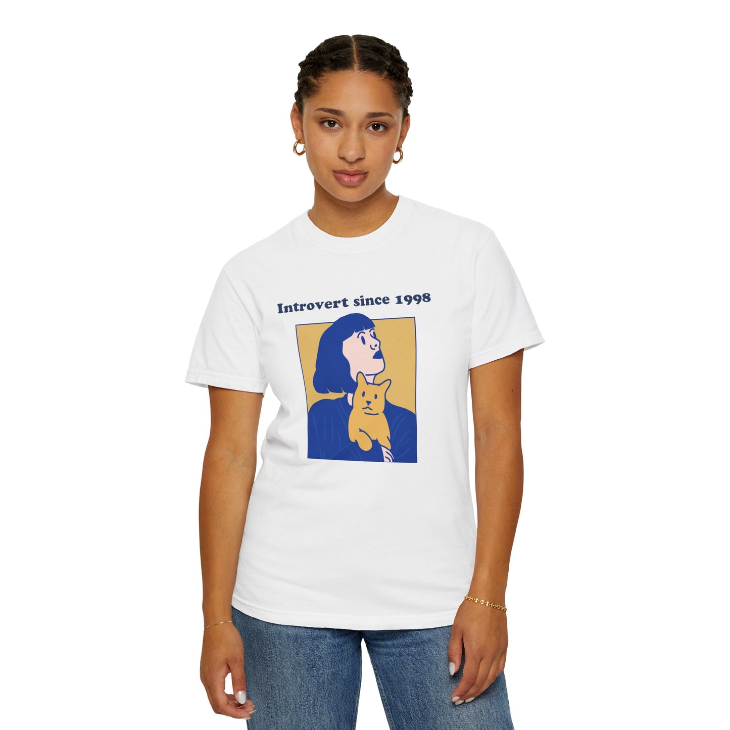 Introvert Since [Birth Year] – CAT Nr. 2 – Personalized Retro Graphic T-Shirt | Unisex Garment-Dyed Tee