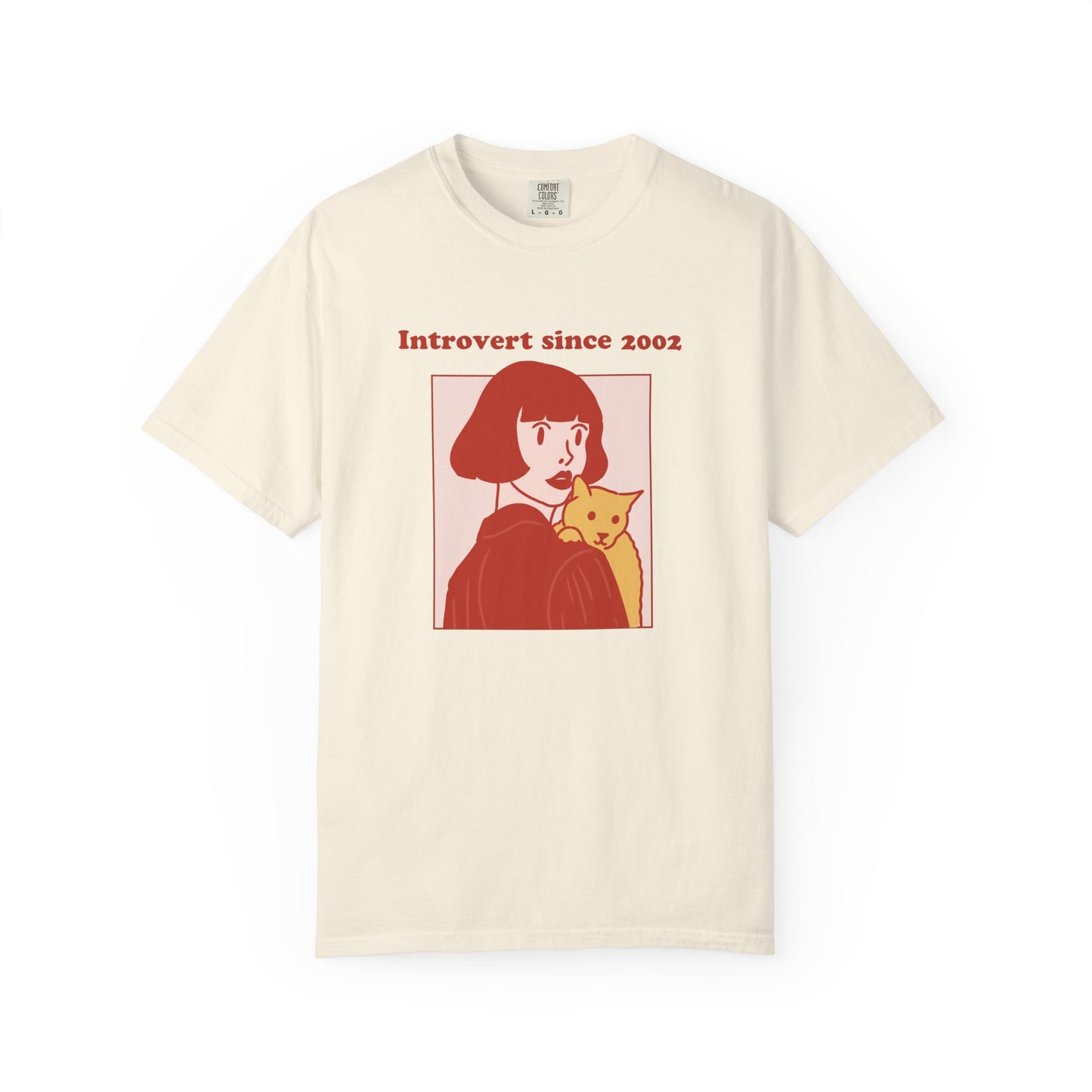 Introvert Since [Birth Year] – CAT Nr. 1 - Personalized Retro Graphic T-Shirt | Unisex Garment-Dyed Tee