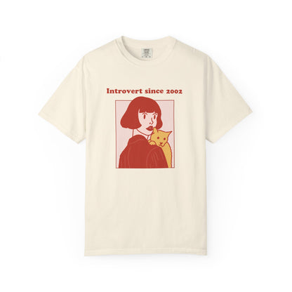 Introvert Since [Birth Year] – CAT Nr. 1 - Personalized Retro Graphic T-Shirt | Unisex Garment-Dyed Tee