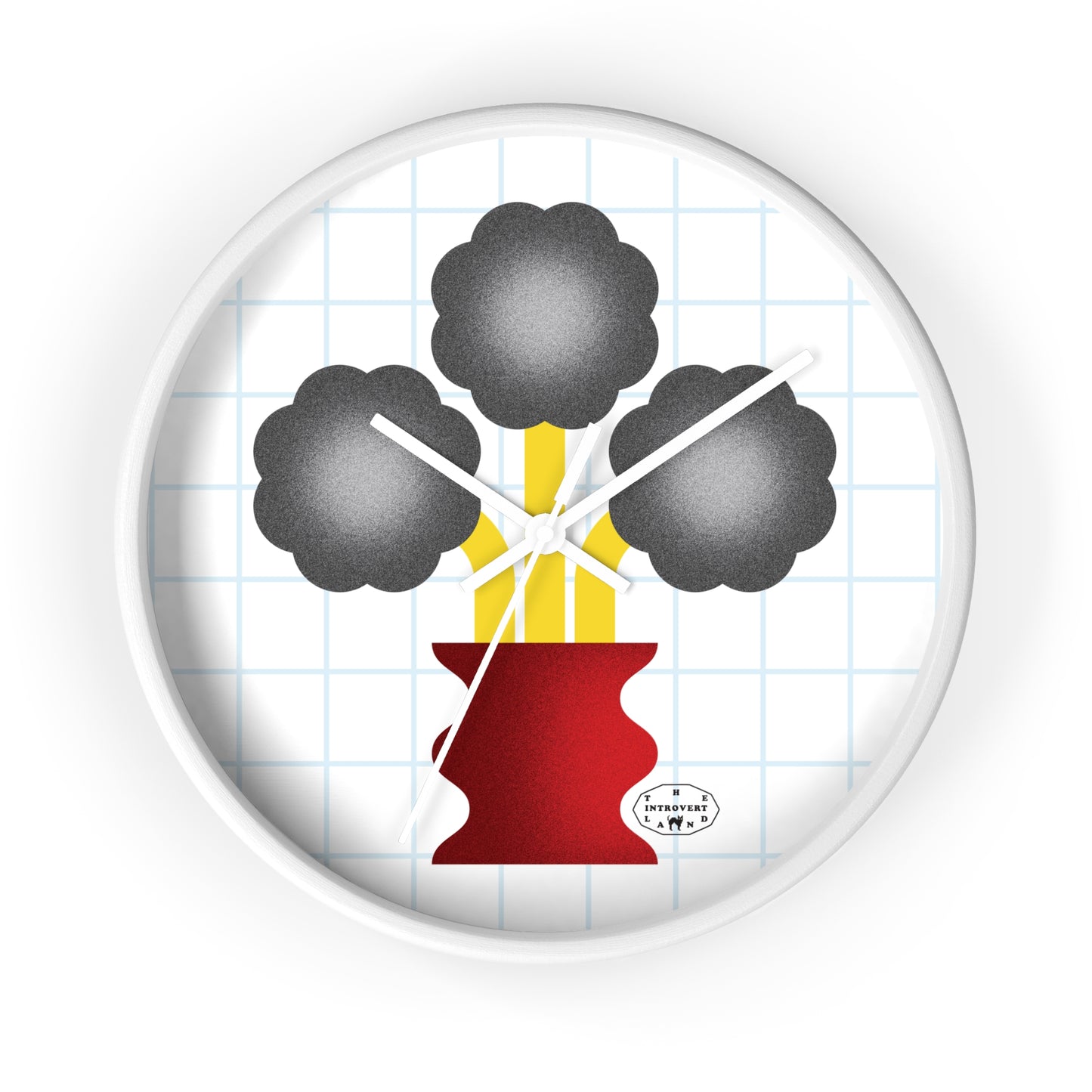 Black Jasmin Flower Wall Clock (White)