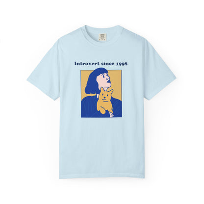Introvert Since [Birth Year] – CAT Nr. 2 – Personalized Retro Graphic T-Shirt | Unisex Garment-Dyed Tee
