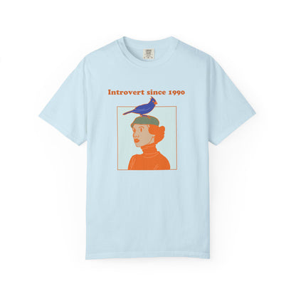 Introvert Since [Birth Year] – BIRD Nr. 1 – Personalized Retro Graphic T-Shirt | Unisex Garment-Dyed Tee