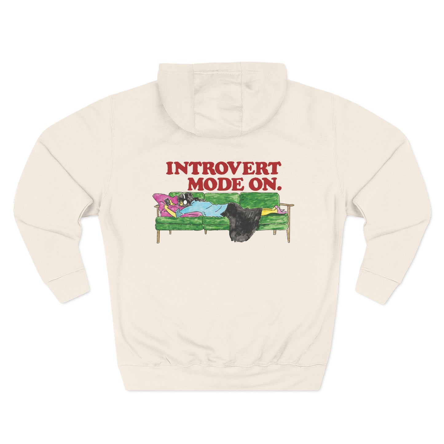 Introvert Mode On Hoodie (Recharge) – Cozy Fleece Graphic Sweatshirt for Introverts