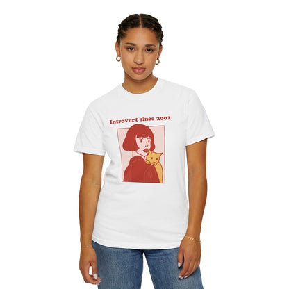 Introvert Since [Birth Year] – CAT Nr. 1 - Personalized Retro Graphic T-Shirt | Unisex Garment-Dyed Tee