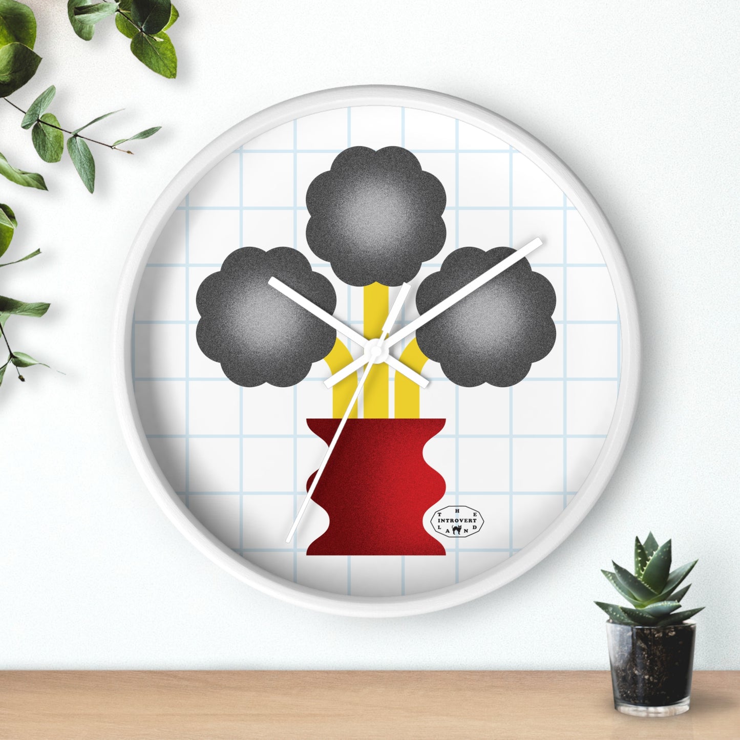 Black Jasmin Flower Wall Clock (White)