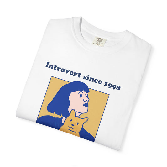 Introvert Since [Birth Year] – CAT Nr. 2 – Personalized Retro Graphic T-Shirt | Unisex Garment-Dyed Tee