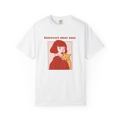 Introvert Since [Birth Year] – CAT Nr. 1 - Personalized Retro Graphic T-Shirt | Unisex Garment-Dyed Tee