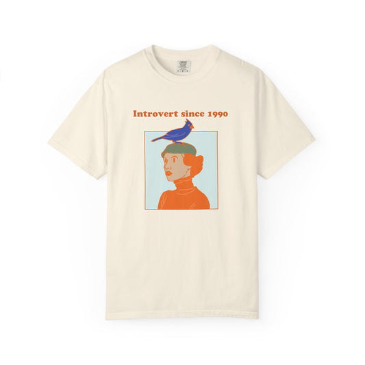 Introvert Since [Birth Year] – BIRD Nr. 1 – Personalized Retro Graphic T-Shirt | Unisex Garment-Dyed Tee