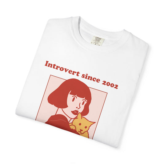 Introvert Since [Birth Year] – CAT Nr. 1 - Personalized Retro Graphic T-Shirt | Unisex Garment-Dyed Tee