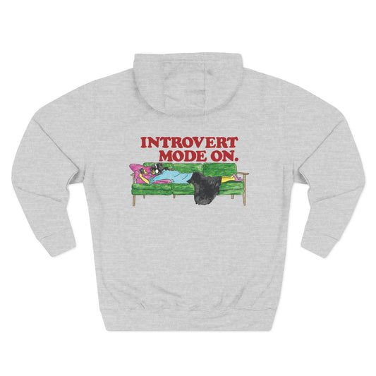 Introvert Mode On Hoodie (Recharge) – Cozy Fleece Graphic Sweatshirt for Introverts