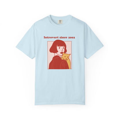 Introvert Since [Birth Year] – CAT Nr. 1 - Personalized Retro Graphic T-Shirt | Unisex Garment-Dyed Tee
