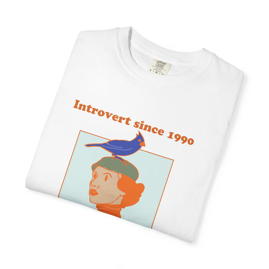 Introvert Since [Birth Year] – BIRD Nr. 1 – Personalized Retro Graphic T-Shirt | Unisex Garment-Dyed Tee