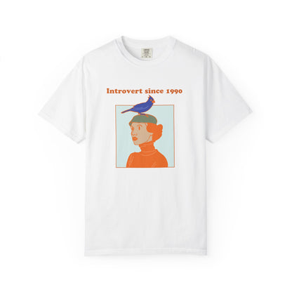 Introvert Since [Birth Year] – BIRD Nr. 1 – Personalized Retro Graphic T-Shirt | Unisex Garment-Dyed Tee